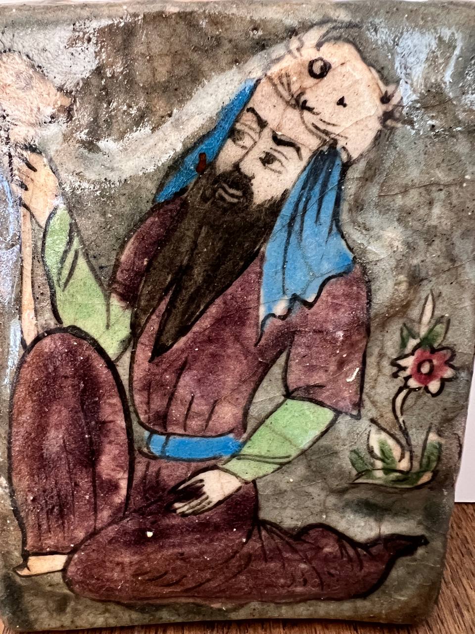 Qajar Ceramic Tile Seated Sage