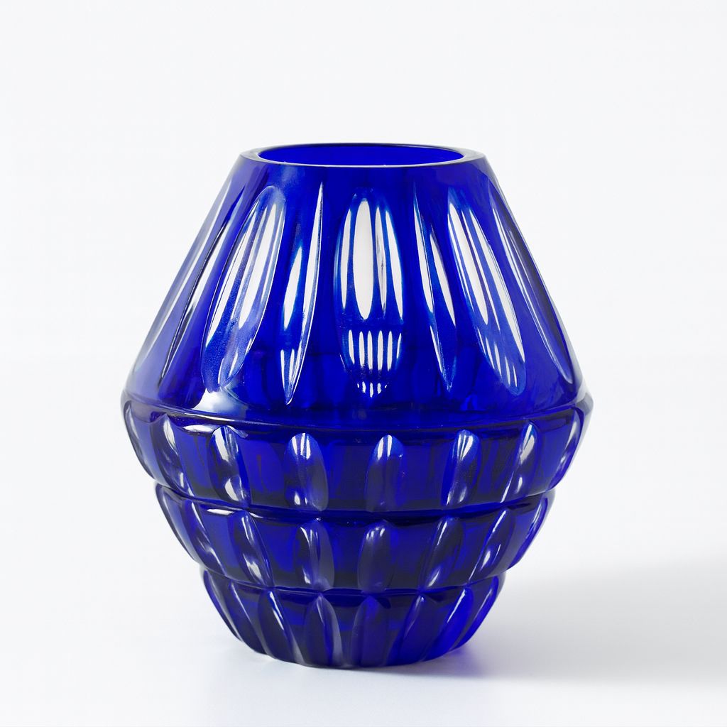 Cobalt Blue Bohemian Crystal Vase